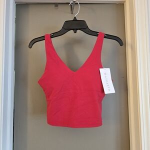 Athleta Red V-Neck Crop Top Bra NWT